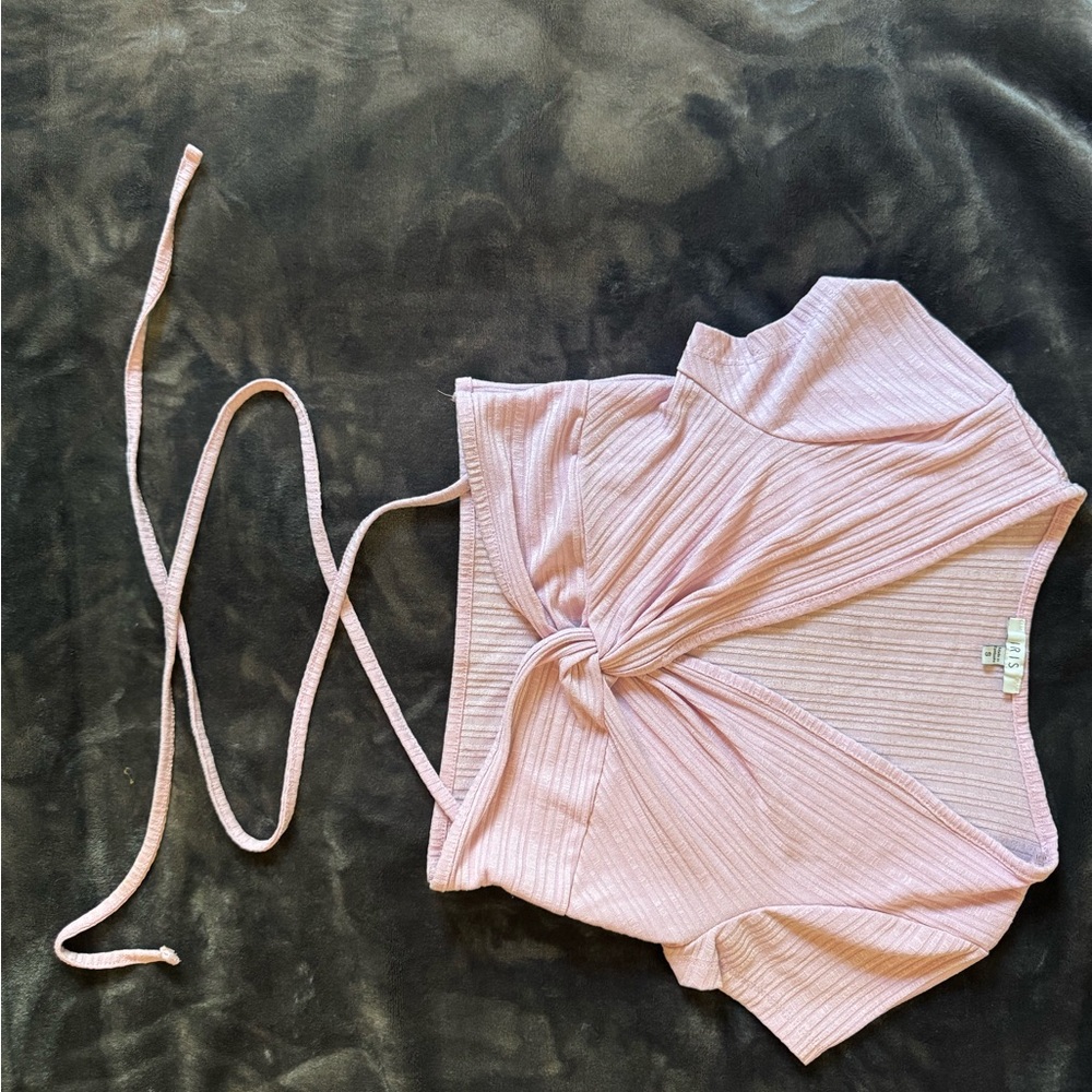 Pink Ribbed Wrap Top - Picture 3 of 5